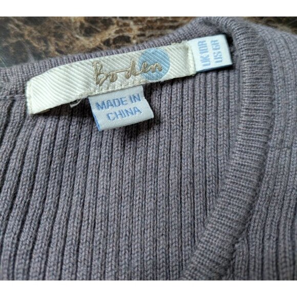 Boden Womens Ribbed Long-Sleeve Button-Back Knit Dress Gray Wool-Cotton Size 6R - Picture 2 of 9